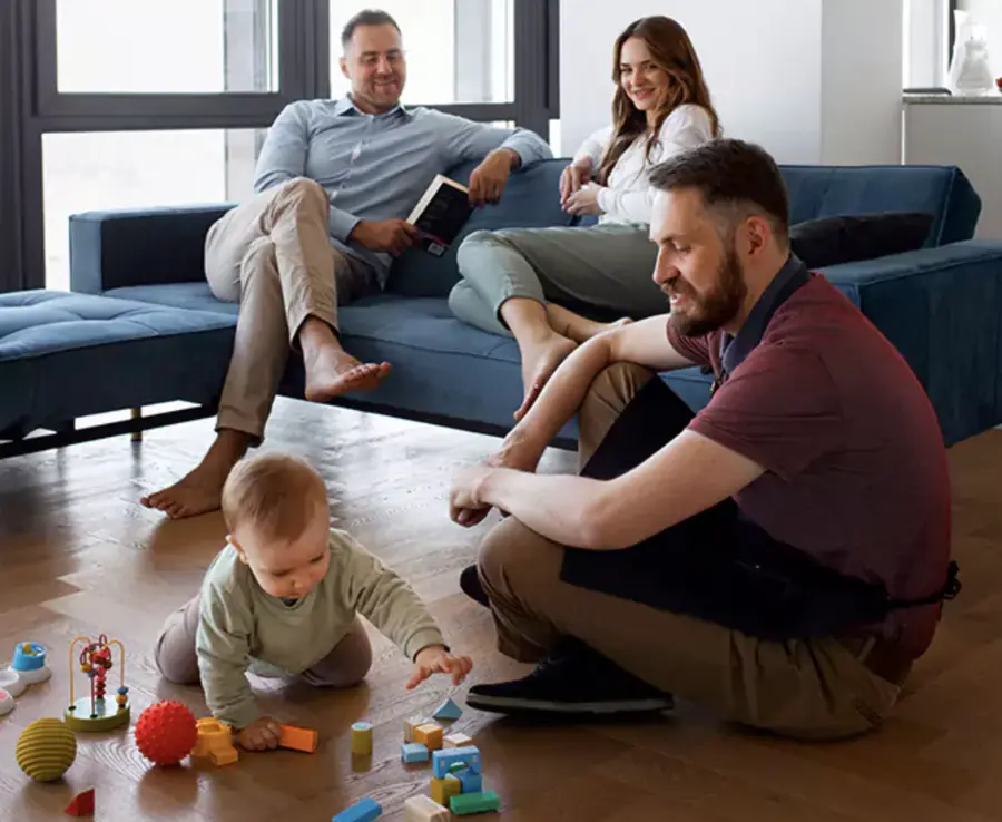 A Lufkin, TX family relaxing at home, protected by Elk Pest Pros cockroach control